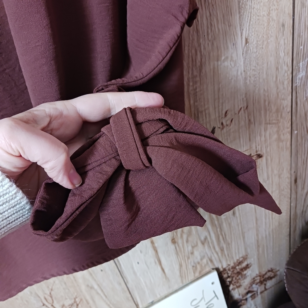 Shein Curve Chocolate Brown Bat Wing Crepe Blouse Size 3XL - Picture 5 of 10